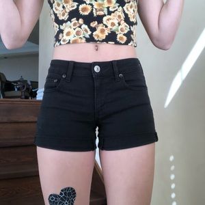 AE black denim shorts
